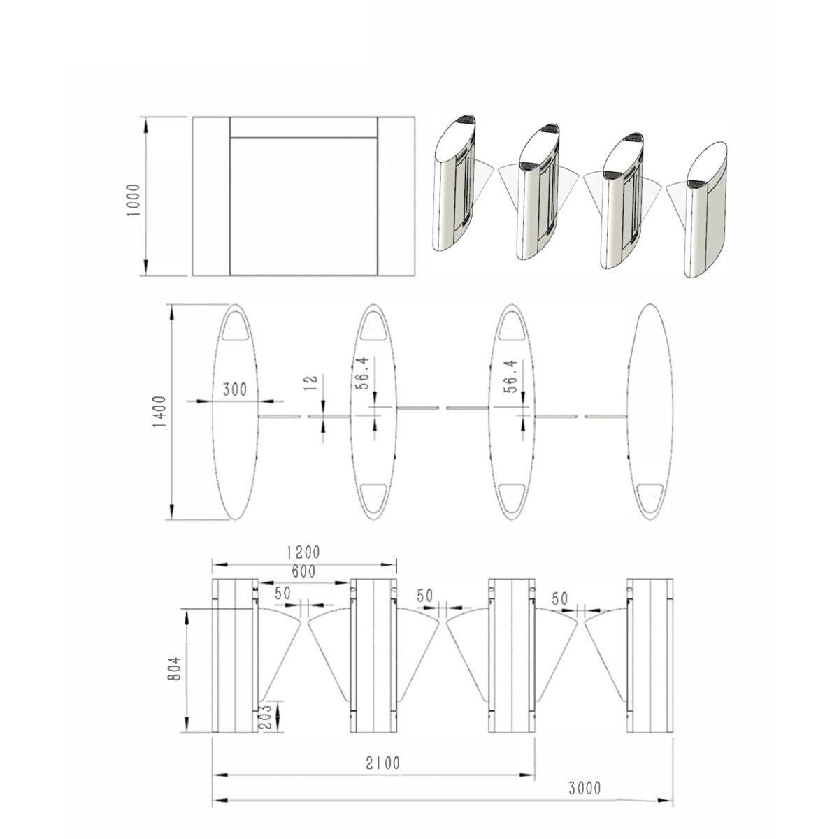 Torniquete abatible de carril ancho MY-315