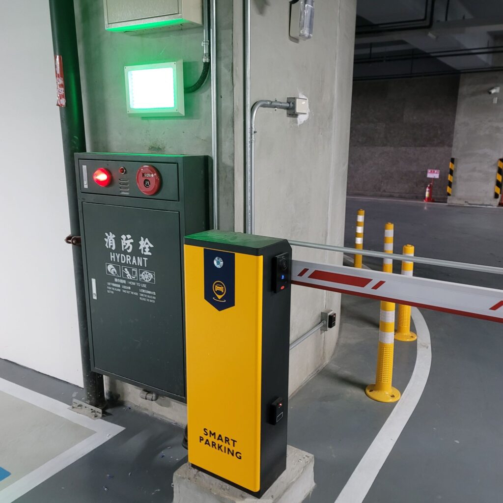 Smart Parking barrier gate detail at Tyson Bioresearch