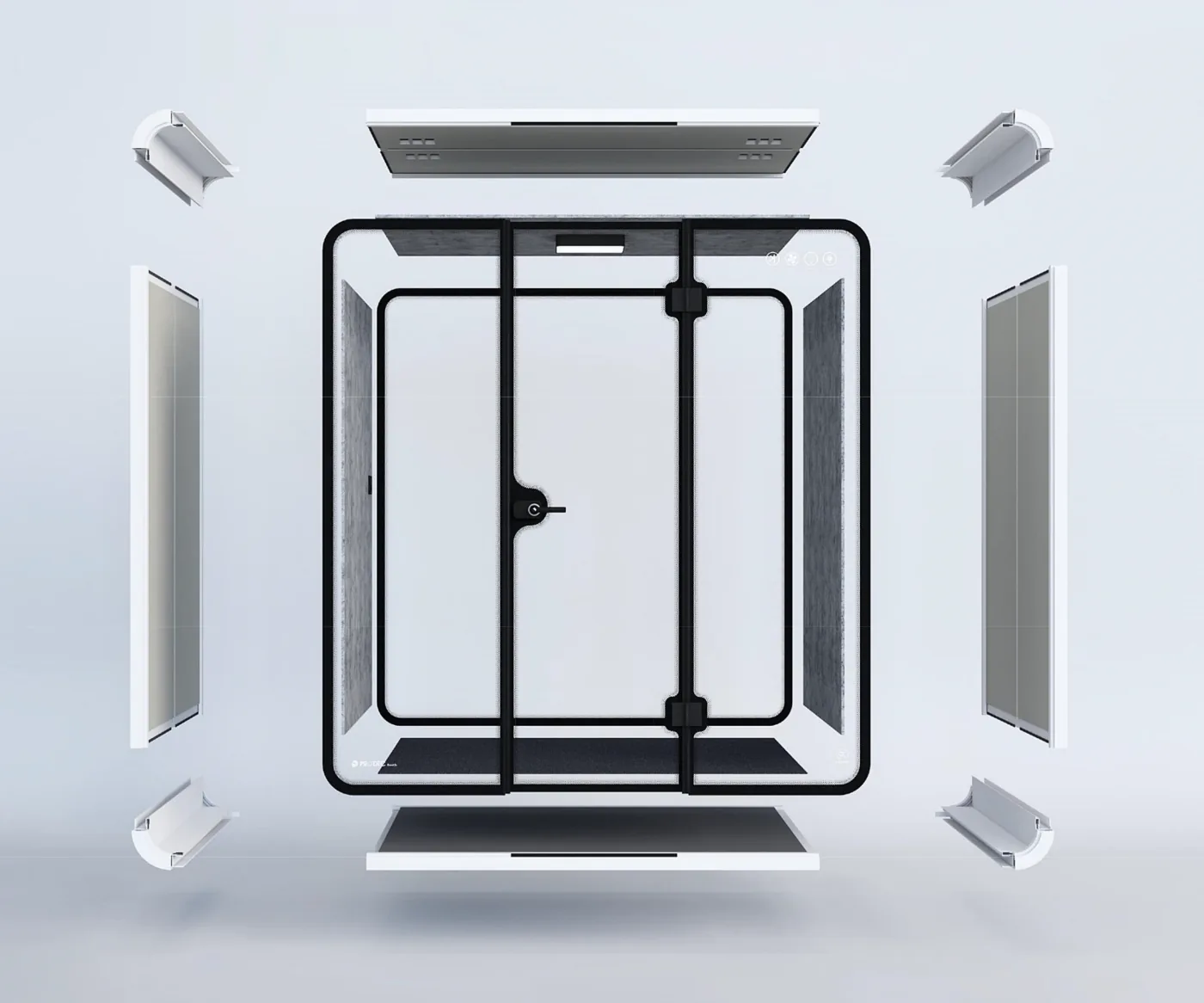 Prodec Acoustic Booth modular assembly, exploded view