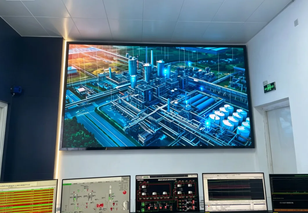 LED wall above operator workstations