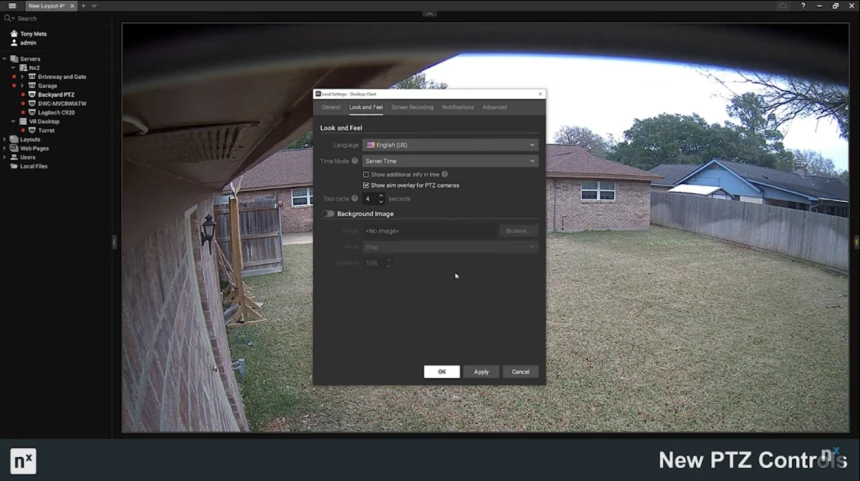 NX Witness live monitoring screen